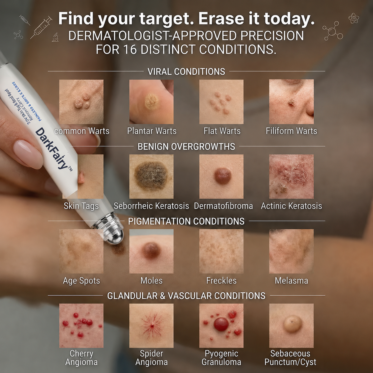 𝘿𝙖𝙧𝙠𝙁𝙖𝙞𝙧𝙮™👩‍⚕️ 𝟕-𝐃𝒂𝘆 𝐒𝗸𝐢𝐧 𝐓𝒂𝗴 & 𝐒𝐩𝙤𝐭 𝐄𝐫𝒂𝐬𝙚𝐫 Painless & Scar-Free Advanced Imperfection Removal Rollerball Pen